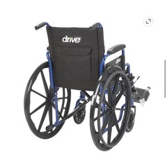Drive Manual Wheelchair Blue/Black Foldable Flip-Back Arms Elevating Legs 250 lb