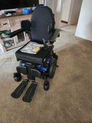 Quantum EDGE3 Power Tilt Wheelchair: Brand New, Cobalt Blue, Left Hand User
