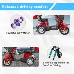 800W All Terrain Electric Mobility Scooters for Seniors 500lbs 60V/20A 31 miles