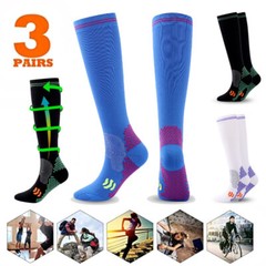 3 Pairs Multi Sport Sock Soccer Baseball Softball Knee High Compression Socks