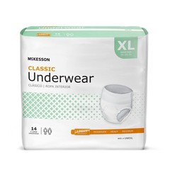 McKesson Classic Adult Incontinence Underwear, [56 Count], X-Large, White
