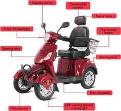 Heavy Duty 4-Wheel Mobility Scooters 31 Miles 3-Speed 800W 500lbs Capacity Green
