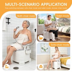 Portable Commode Chair with Removable Armrest, Bedside Commode Chair 220lbs