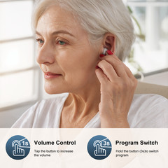 JINGHAO 1 Pair Rechargeable Hearing Aids Touch Operate Hearing Amplifier