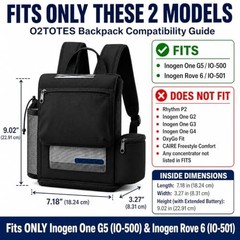 Oxygen Concentrator Backpack Lightweight Padded Straps Zippered Bottom Battery