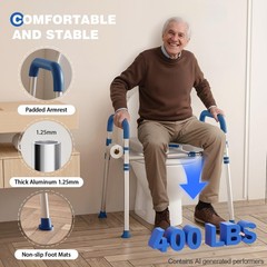 Loyoda Toilet Seat Riser with Foam Padded Seat for Seniors, 400 lb Capacity