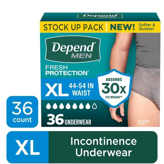 Depend Fresh Protection Men XL Incontinence Underwear, 36 Ct