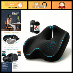 Extra Large Memory Foam Seat Cushion for Office Chairs – Tailbone & Sciatica Rel