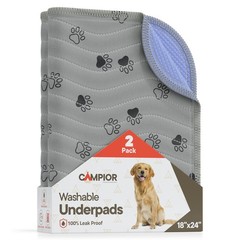 2 PCS Washable Underpads 18×24 Inch Reusable Waterproof Bed Pads Grey Blue