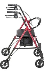 Drive Medical Adjustable Height Rollator with 6 Inches Wheels – Red (RTL10261RD)