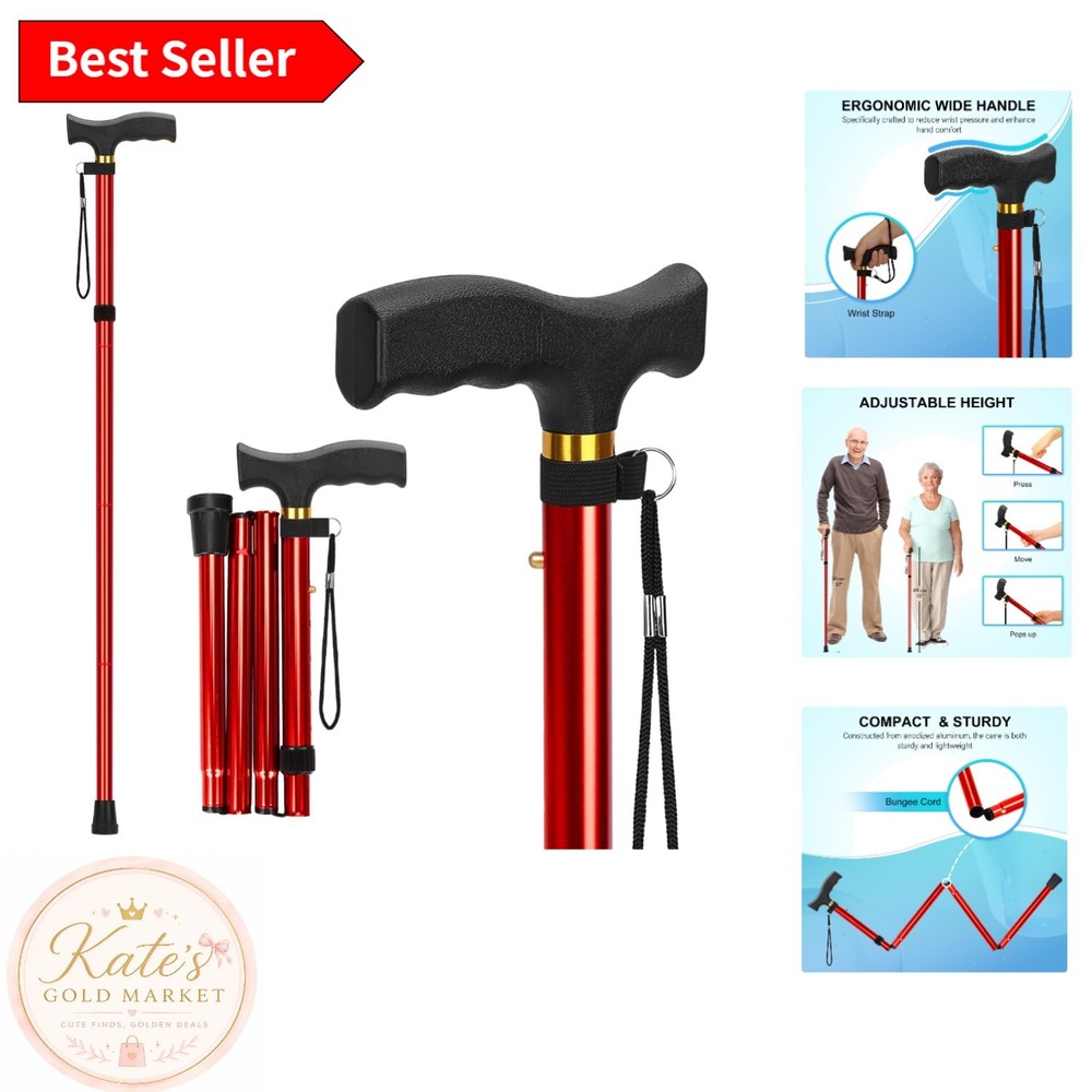 Aluminum Folding Walking Cane – 37-Inch Adjustable Canes for Elderly & Disabled
