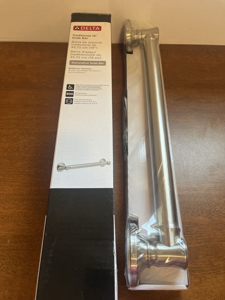 Delta 41618-SS 18″ Traditional Grab Bar, Brilliance Stainless *READ*