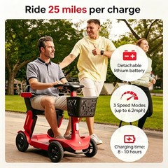 4 Wheel Folding Mobility Scooter Electric Power Wheelchairs Long Range 25/40Mile