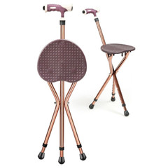 Lightweight Adjustable Foldable Cane Seat Aluminum Alloy Crutch Chair with Light