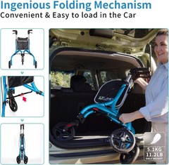 Premium 3 Wheel Rollator Walker for Seniors – Ultra Lightweight Foldable Walker
