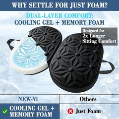 Ergonomic Memory Foam Seat Cushion with Cooling Gel – Non-slip and Foldable