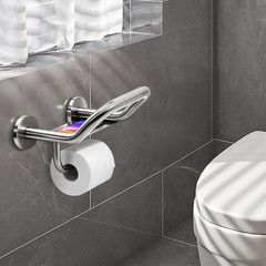 Grab Bar Toilet Paper Holder Combo, 3-in-1 Bathroom Grab Bar with Paper Holder