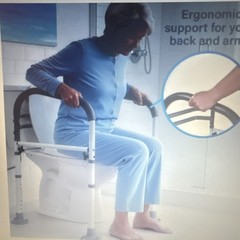 Foldable Adjustable Toilet Safety Frame w/ Handrails Steel 26-34in H 19-24in W