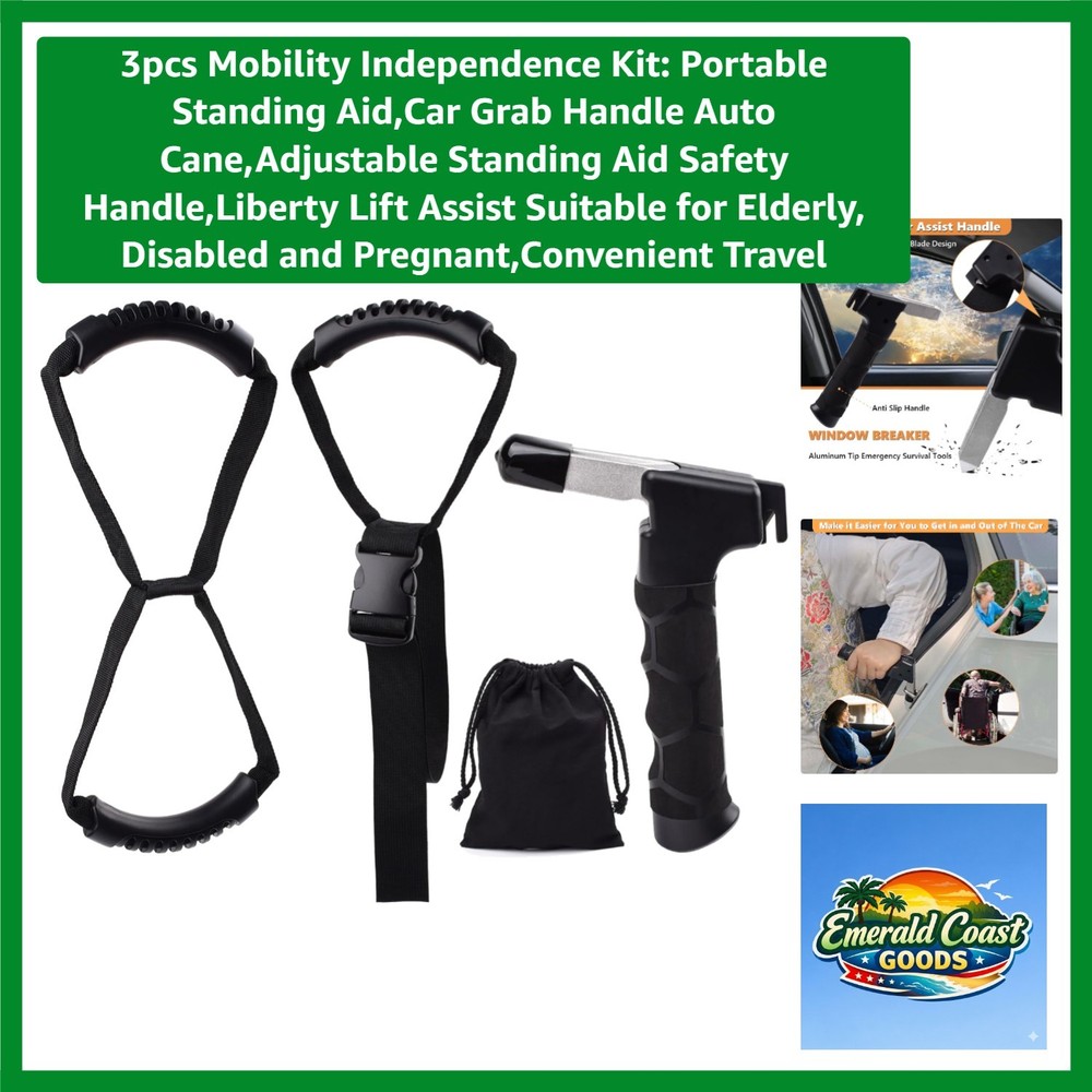 3pcs Mobility Independence Kit: Portable Standing Aid,Car Grab Handle Auto Ca…