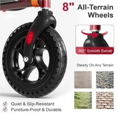 Aojin Lightweight & Foldable Rollator Walker w/18″ Seat, 8″ All-Terrain Wheels