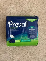Prevail Underpads Incontinence Pads Strong Absorbency, 15 Count