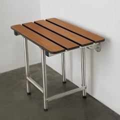 Seachrome 24-inch ADA Folding Shower Seat with Legs, Teak Phenolic 24″,