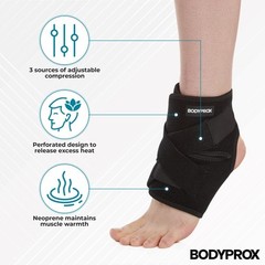 Bodyprox Ankle Support Brace – Breathable Adjustable Wrap for Sports