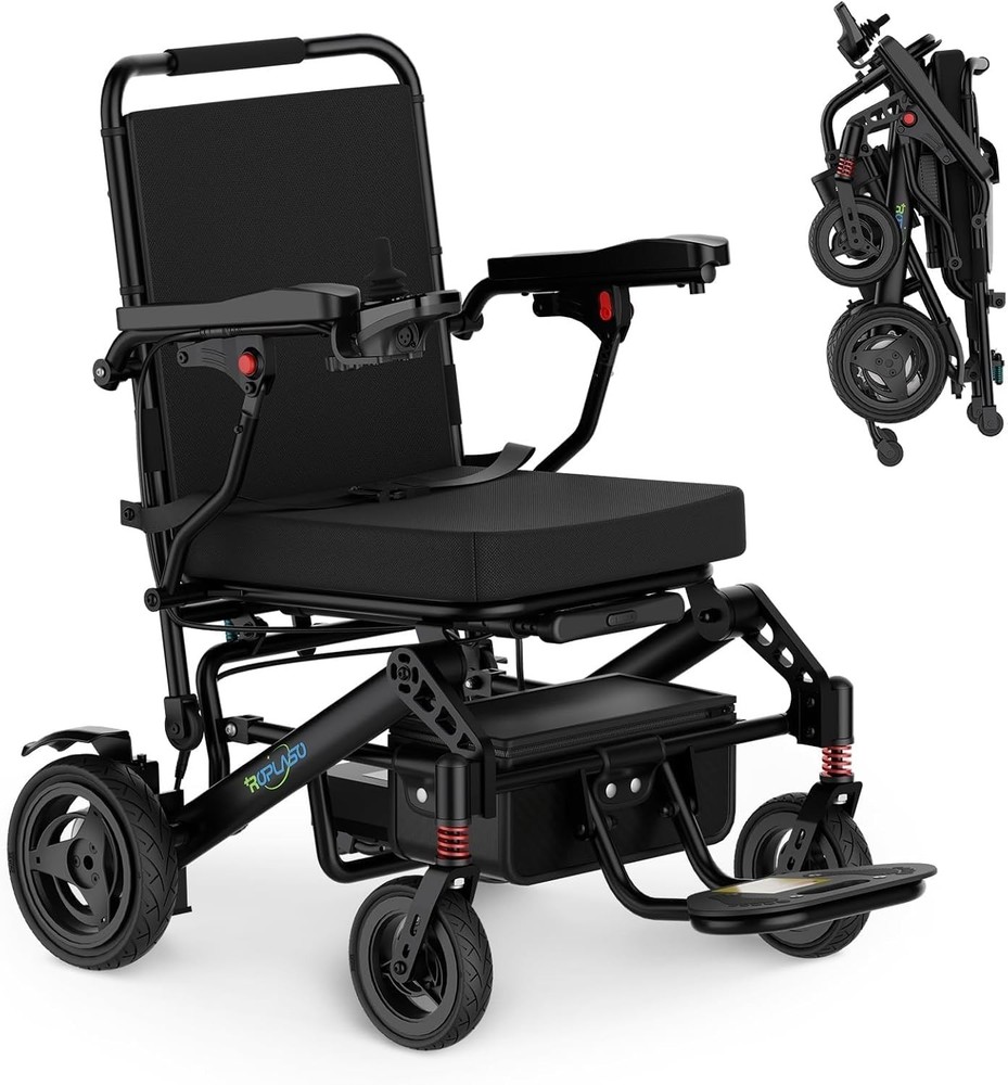15 Mile Long Range Electric Wheelchair with Pullbar – Lightweight Foldable – Use