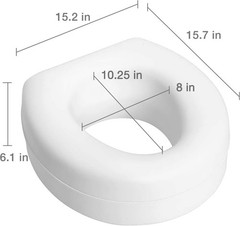 Slip-Resistant 5-Inch Raised Toilet Seat for Enhanced Safety – White Plastic