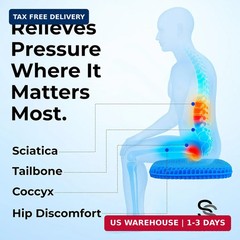 SelectSoma Double-Thick Gel Seat Cushion for Long Sitting Pressure Relief for Ba