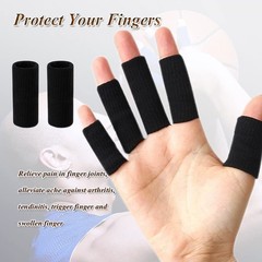 10 PCS Black Sport Finger Sleeves, Elastic Thumb Brace, Basketball, Arthritis