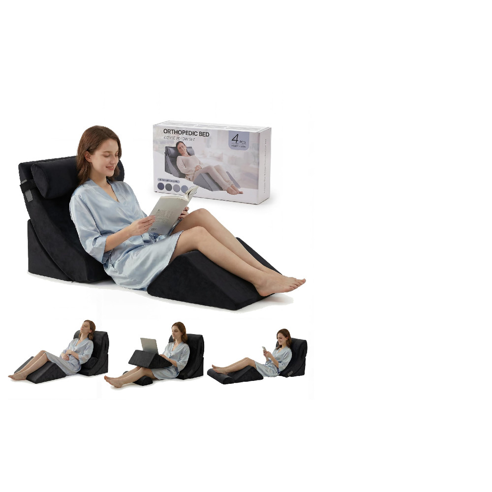 Axelrod 4Pcs Orthopedic Bed Wedge Pillow Set Post Surgery Foam For Back Neck