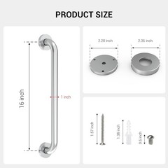 16 Inch Grab Bars for Wall Brush Nickel, Safety Shower Grab Bars for Seniors Eld