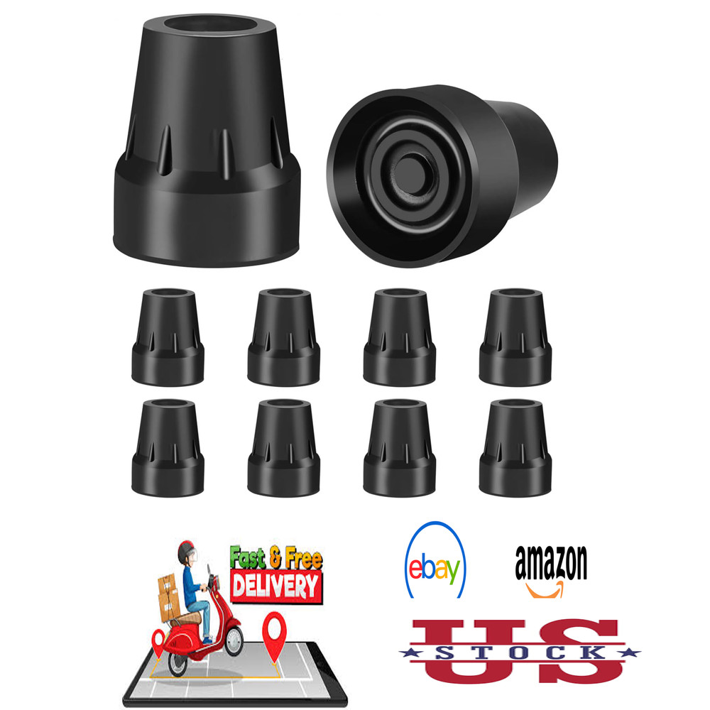 Cane Tips 3/4 Inch Rubber Replacement End Heavy Duty Walker Crutch Foot 8 Pack
