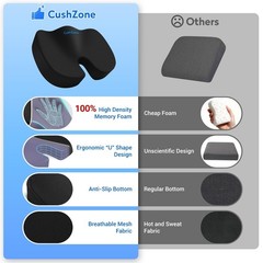 Memory Foam Seat Cushion for Sciatica & Back Pain Relief – Orthopedic Coccyx Pil