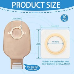 10 Pack Skin Barrier with Non-Woven Border for Two Piece Colostomy Bags 60mm Max