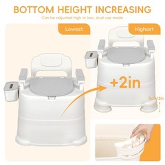 Portable Commode Chair with Removable Armrest, Bedside Commode Chair 220lbs