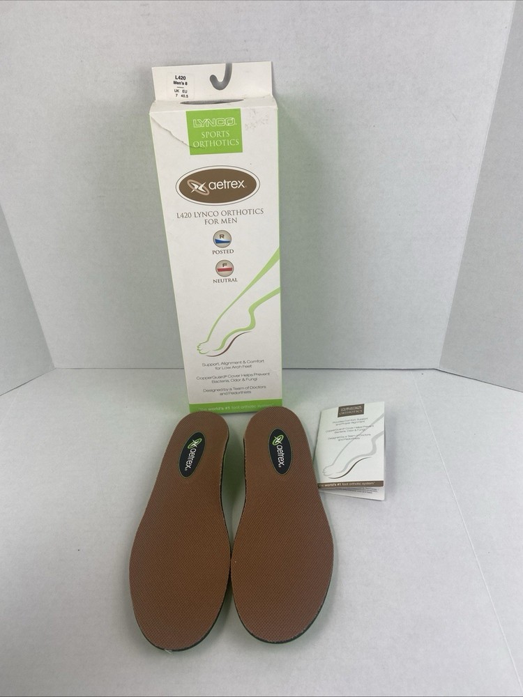 Aetrex L420 Men’s Sz 8 Orthotics Insoles Flat Low Arch Support New Open Box