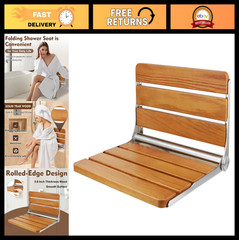 18″ Folding Shower Seat – Heavy Duty 400 lbs Wall Mounted Bench, Space-Saving Sp