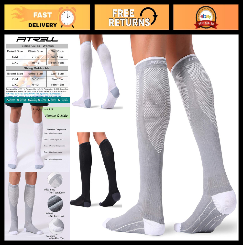 Compression Socks for Men & Women 20-30mmHg – Circulation Support, 3 Pairs