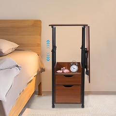 Height Adjustable Overbed Table 100 × 40 cm Foldable Top, Wheels & Drawer