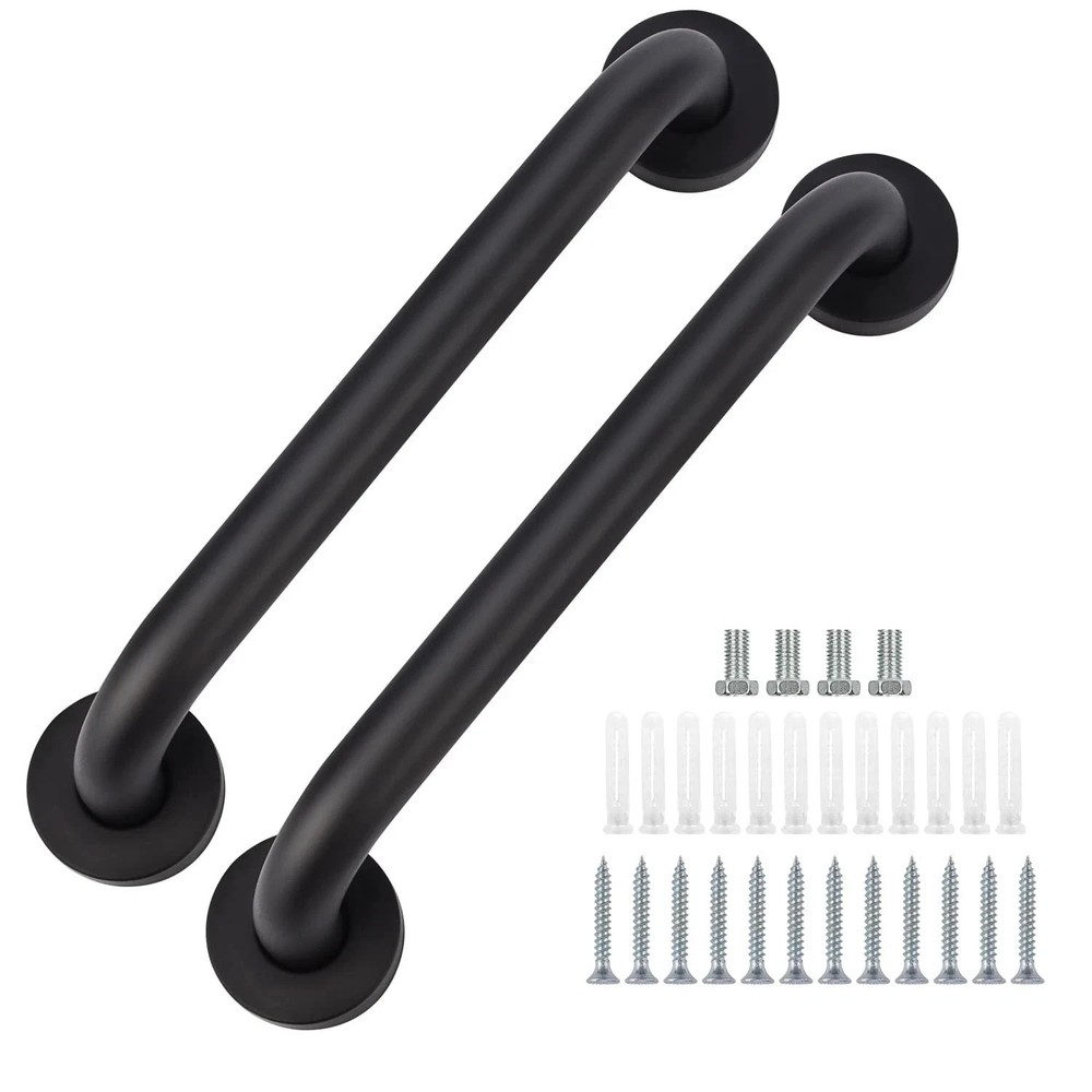 2 Pack Bathroom Grab Bar, supregear 24 Inch Length Black Shower Safety Grab B…