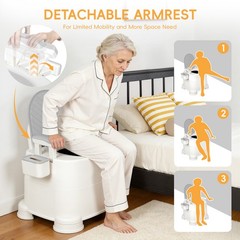 Portable Commode Chair with Removable Armrest, Bedside Commode Chair 220lbs