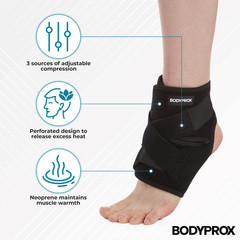 Bodyprox Ankle Support Brace, Breathable Neoprene Sleeve Adjustable Wrap, 1 Pack