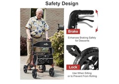 AOJIN All Terrain Rollator Walker Lightweight Foldable 8 In Wheels 300lb Senior