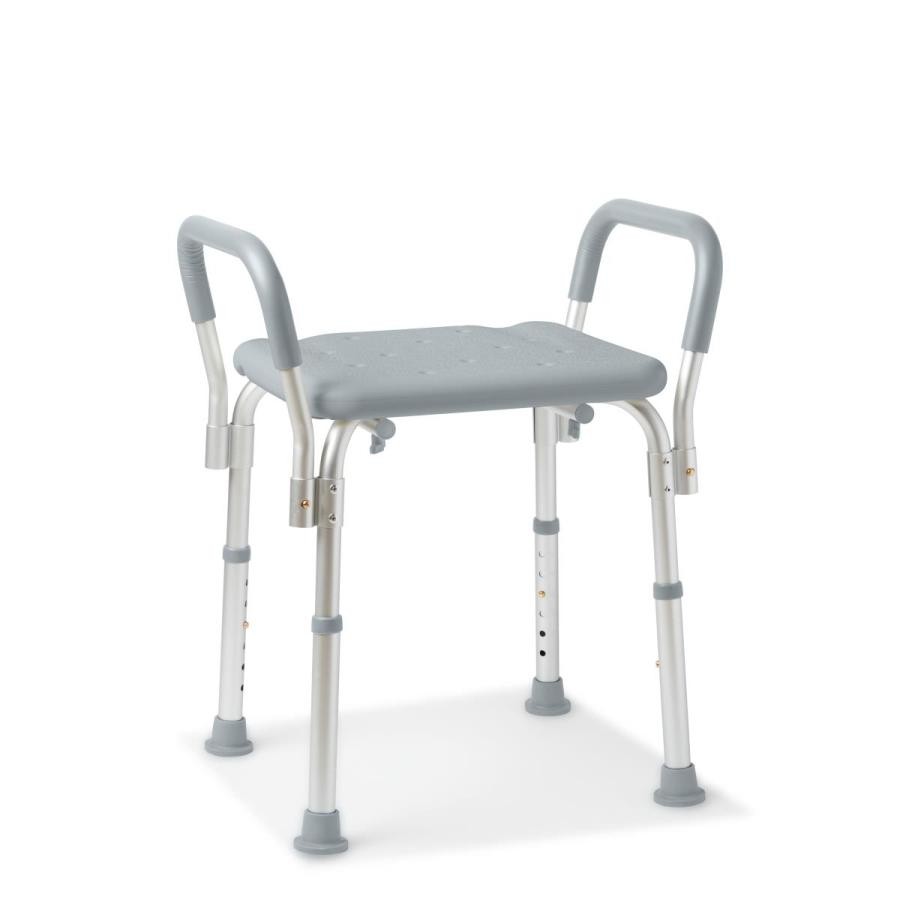 Medline Shower Chair with Arms & without Back Gray Aluminum 350 LB Capacity 1 Ct