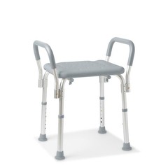 Medline Shower Chair with Arms & without Back Gray Aluminum 350 LB Capacity 1 Ct