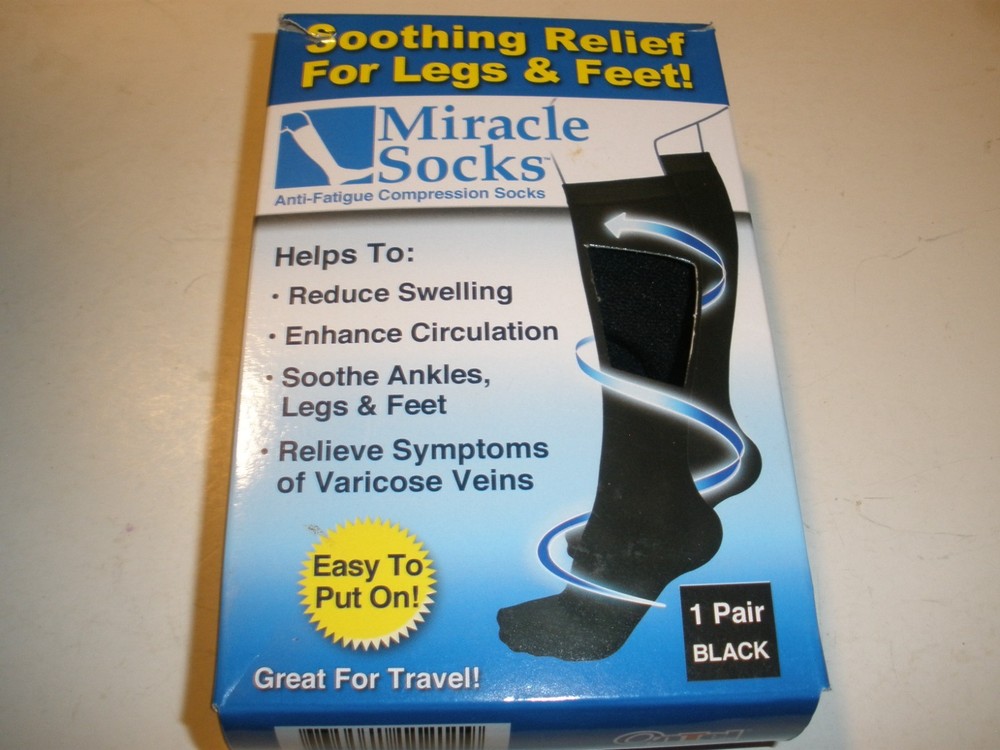 NEW Miracle Socks Compression Socks BLACK Sz S/M As seen on TV