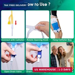 1000ml Leg Urinary Drainage Bags with 2 Adjustable Elastic Straps, 3 Pack | Cath