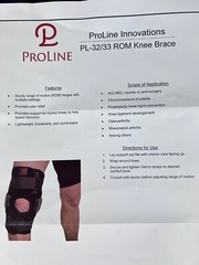 ProLine Innovations PL-32/33 ROM Knee Support Brace New Universal Bilateral L R